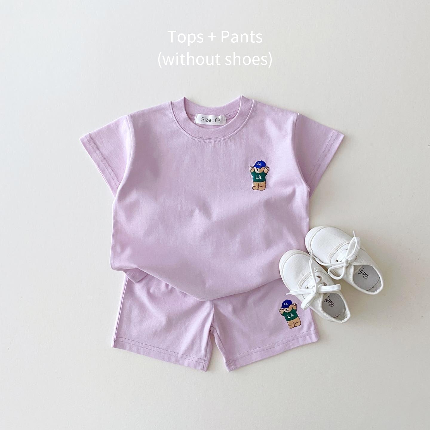 JOSH Summer Embroidered Bear T-shirts + Casual Shorts - GuGuTon