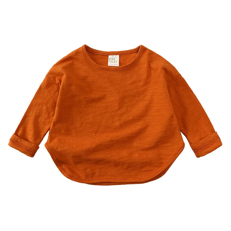 Alfredo Boy O-neck Solid Casual Long Sleeves Tees
