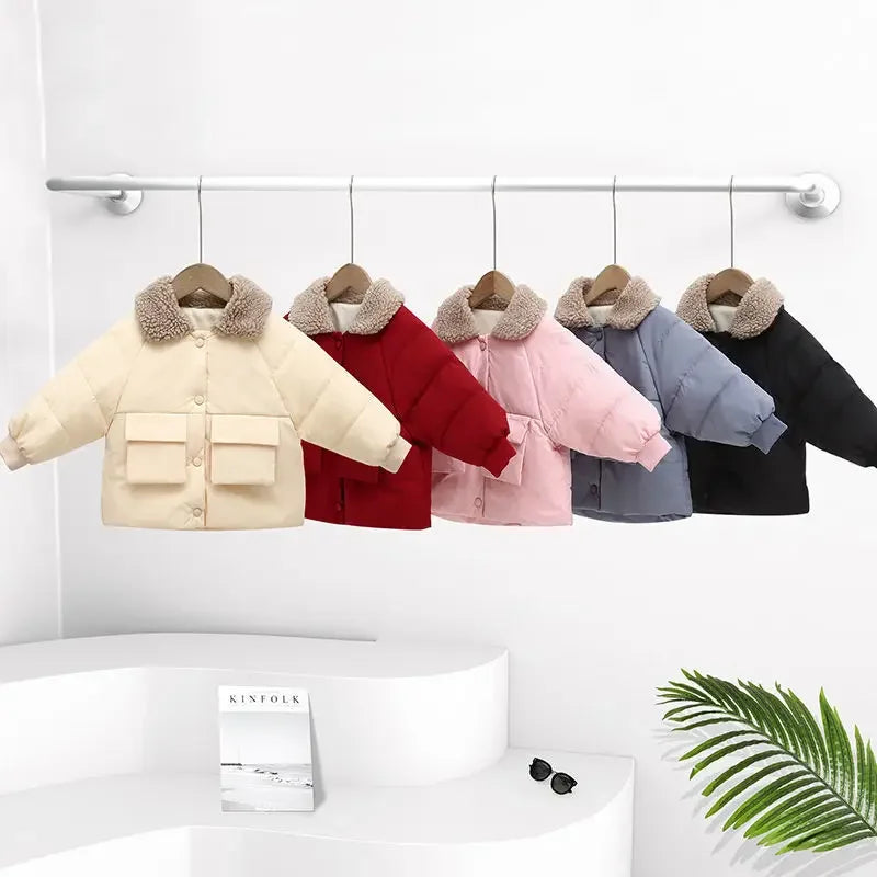Regina Girl Jacket Winter Rabbit Fur Collar Comfortable