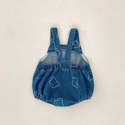 Denim Bear Printed Romper