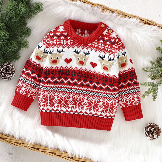 Zain Snowflake Print Cartoon Infantil Xmas Sweater - GuGuTon baby store - Baby Fashion - Toddlers Outfits - Babies Outfits - Toddler Clothes - Kids Clothing - Newborn Clothes - Newborn Wear - Kids Wear - Trending Clothes - Trending Outfits - Fall Fashion - Winter Fashion - Girls Clothes - Boys Clothes - Babies Wear - Kids Accessories - KidsWear - Summer Clothes - Summer Fashion - Summer Trend - Falls Sweaters - Tops - Bottom - Jeans - Blouse - Dresses - Newborn Dresses - Toys