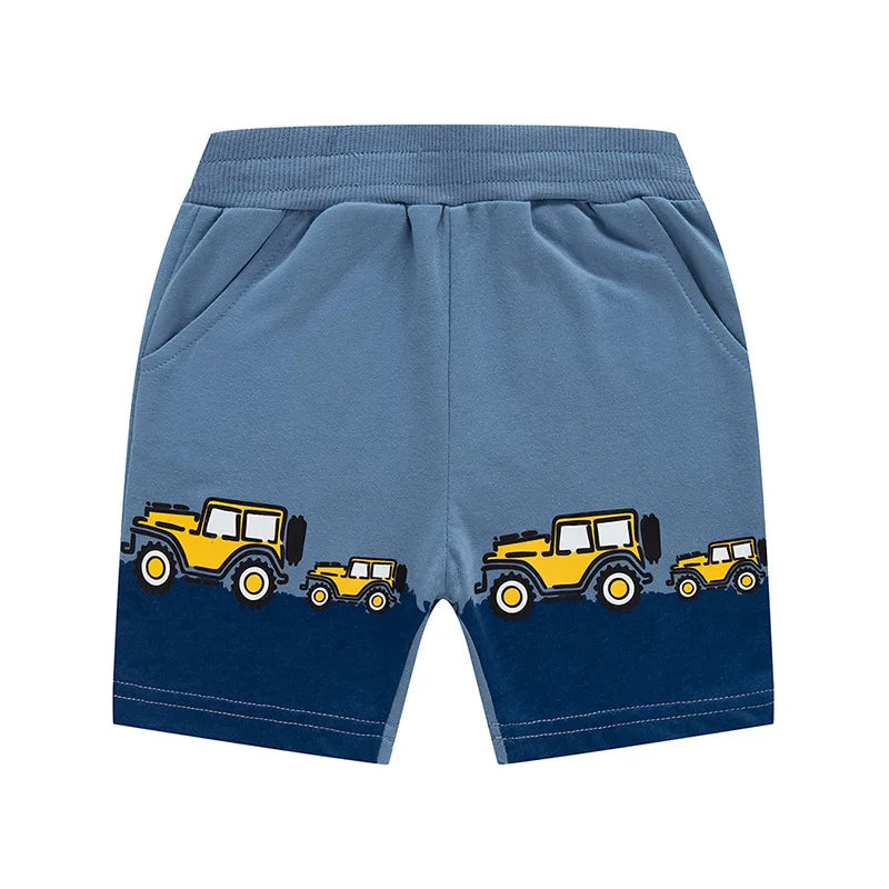 Cris Summer Fashion Boys Shorts Cartoon Vehicle Car Casual