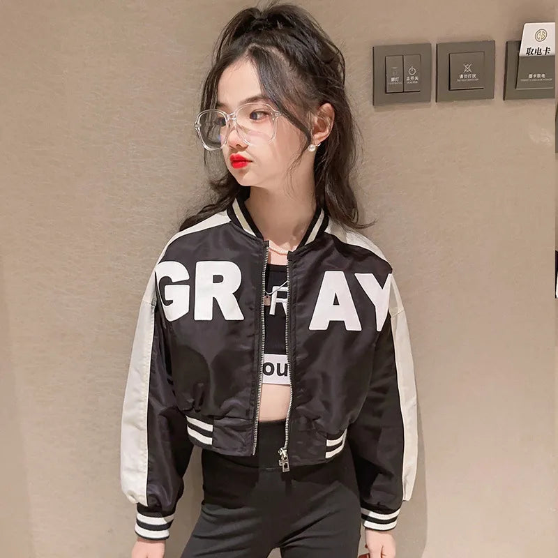 Jhanna Autumn Girls Jacket Fashion Letter Zipper