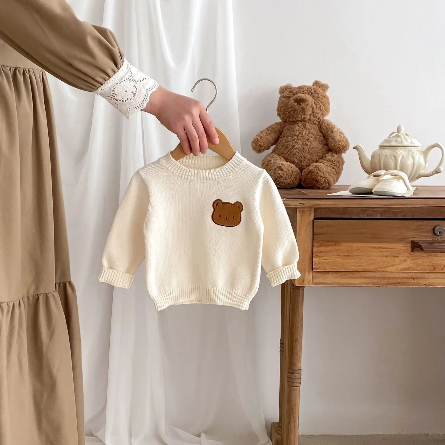 Ronny Cartoon Bear Patched Sweater
