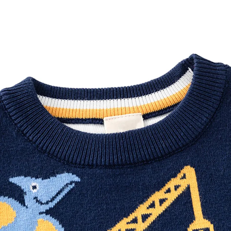 Valentino Thickened Dinosaur Car Print Pullover Sweater