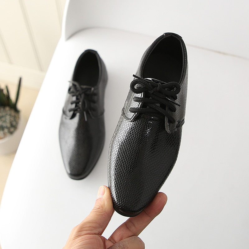 Boys Leather Shoes Kids Flats Lace-up Children Wedding - GuGuTon