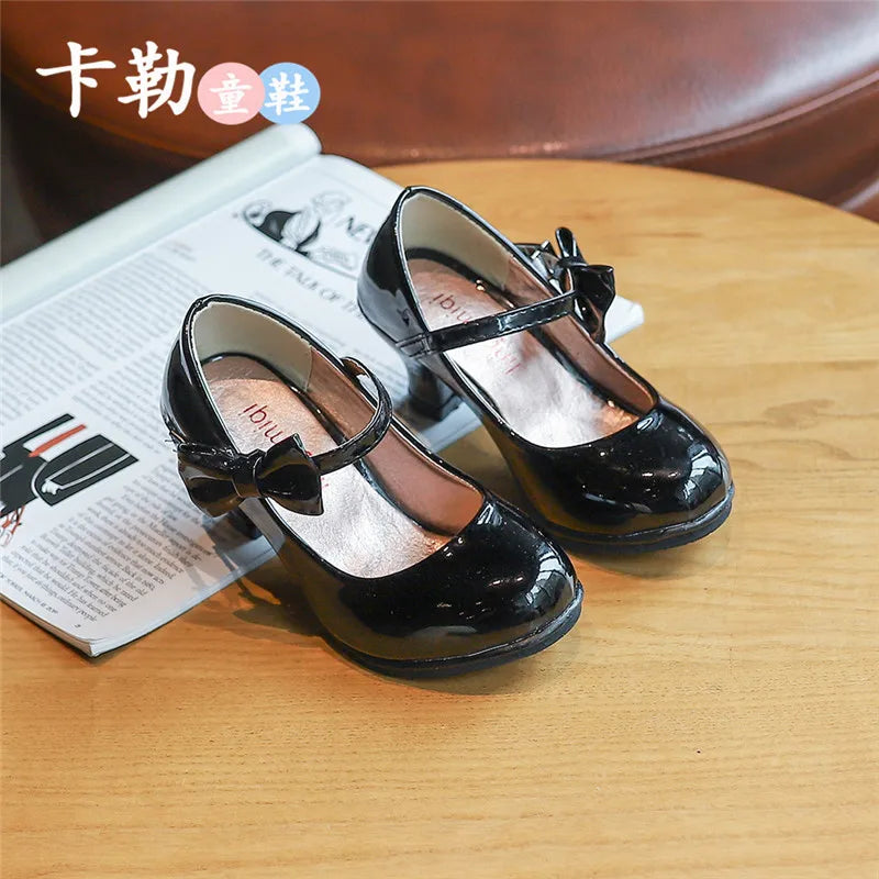 Girls Leather Shoes Autumn Bowtie Sandals 2023