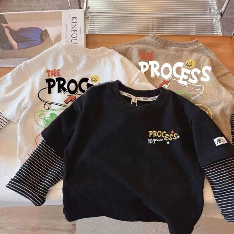 Yael Long Sleeve Children Cartoon Print Tees
