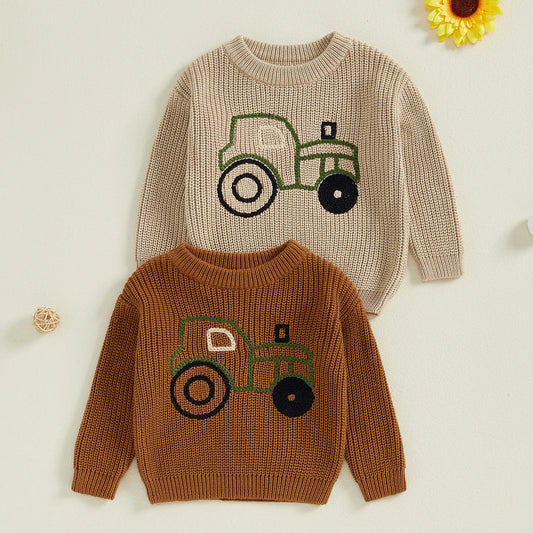 Frank Long Sleeve O Neck Truck Embroidery Sweater - GuGuTon baby store - Baby Fashion - Toddlers Outfits - Babies Outfits - Toddler Clothes - Kids Clothing - Newborn Clothes - Newborn Wear - Kids Wear - Trending Clothes - Trending Outfits - Fall Fashion - Winter Fashion - Girls Clothes - Boys Clothes - Babies Wear - Kids Accessories - KidsWear - Summer Clothes - Summer Fashion - Summer Trend - Falls Sweaters - Tops - Bottom - Jeans - Blouse - Dresses - Newborn Dresses - Toys