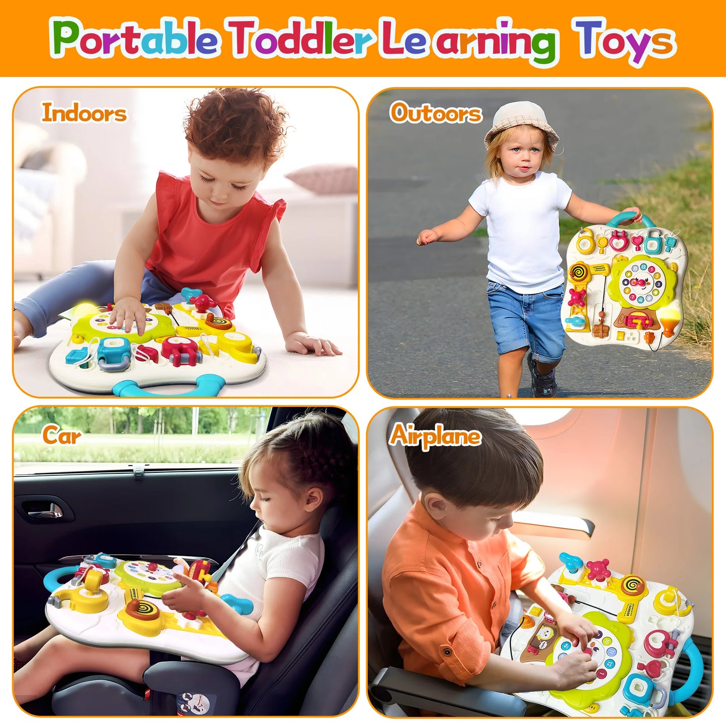 Montessori Busy Board Sensory Toys for Toddlers 1-3 Activity Music & LED Light Up Montessori Toys for 2+ Year OldTravel Toys for 2 Year Old Boys Girls