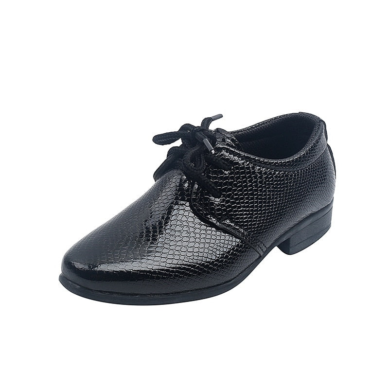 Child Boys Black Leather Shoes Britain Style for