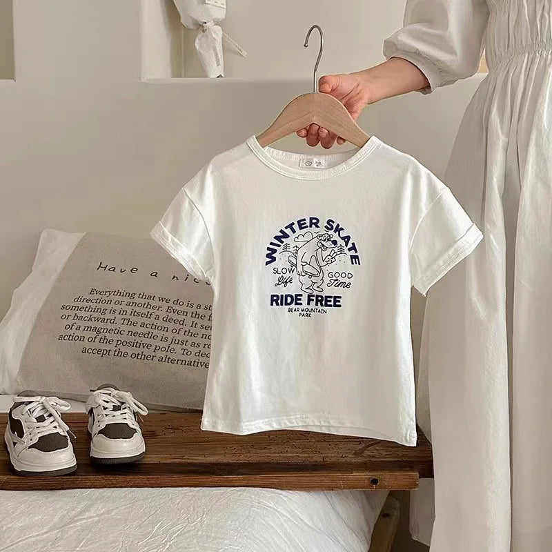 Ezra New Clothing Cartoon Letters Tees