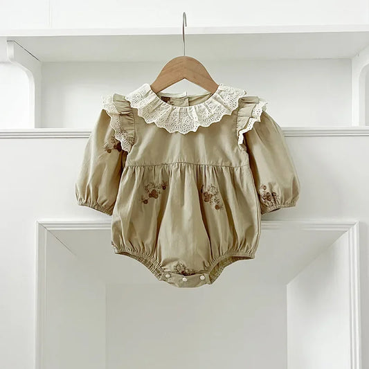 Lace Collar Flower Romper