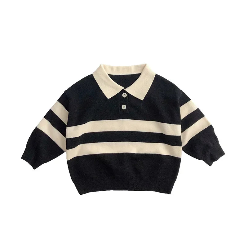 Hilario Two-button Striped Lapel Boy's Sweater