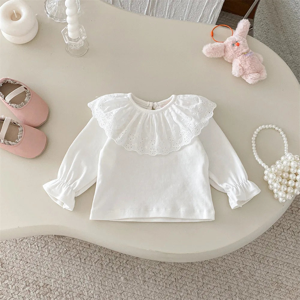 Trina Ruffles Lace Shirt Long Sleeve Tops