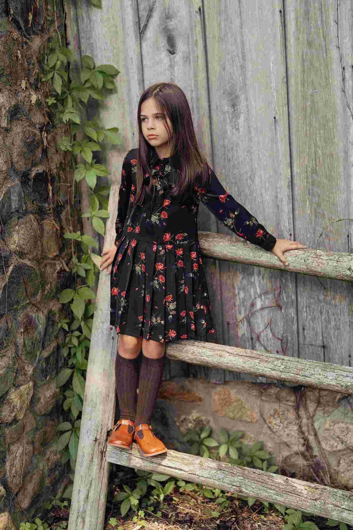 Woven Rose Print Dress