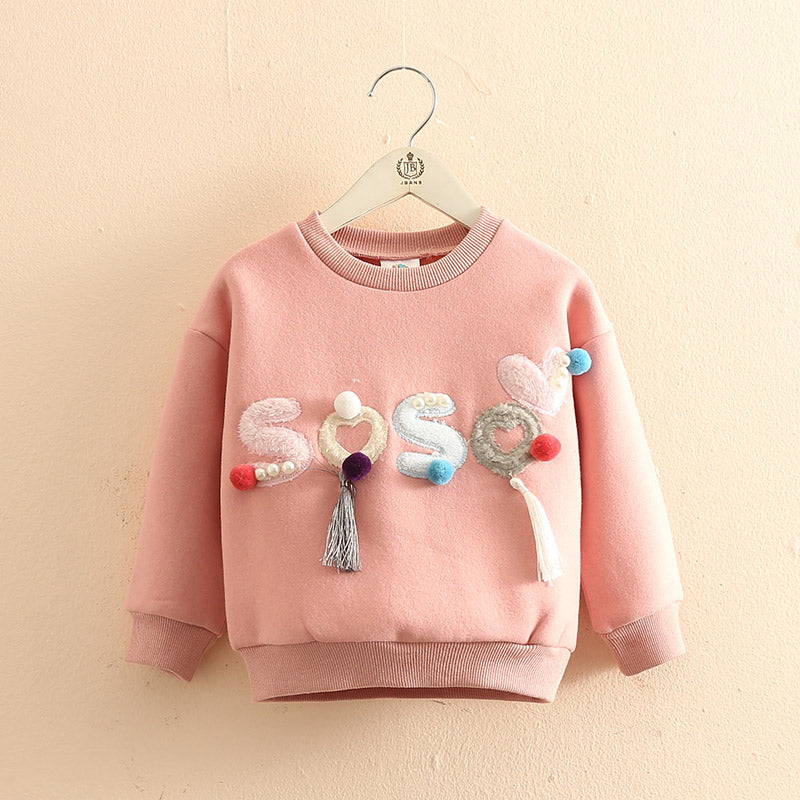 Ella Pearl Hoodies Kids Baby Girls Plus Velvet Winter Sweatshirt