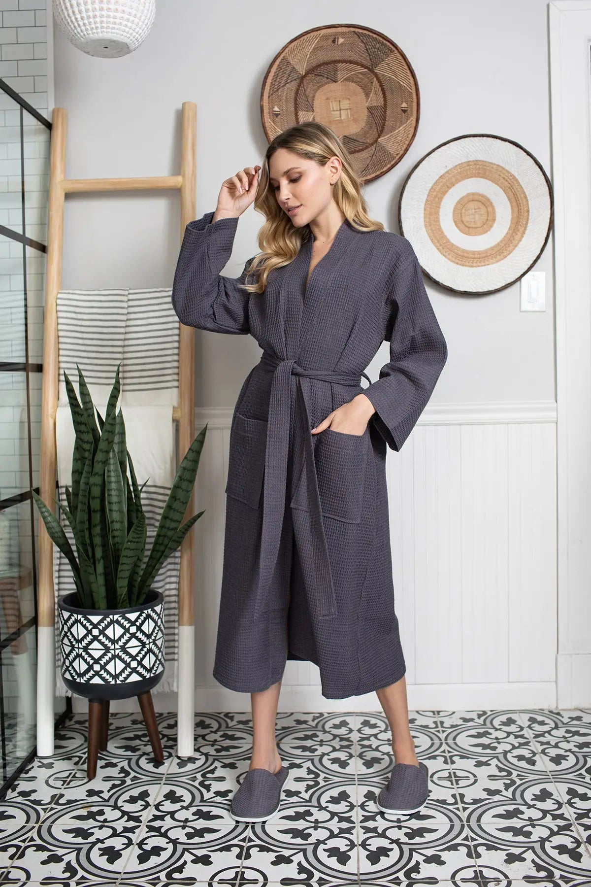 Clement Waffle Robe Womens – Lightweight, Quick-Dry Spa Comfort
