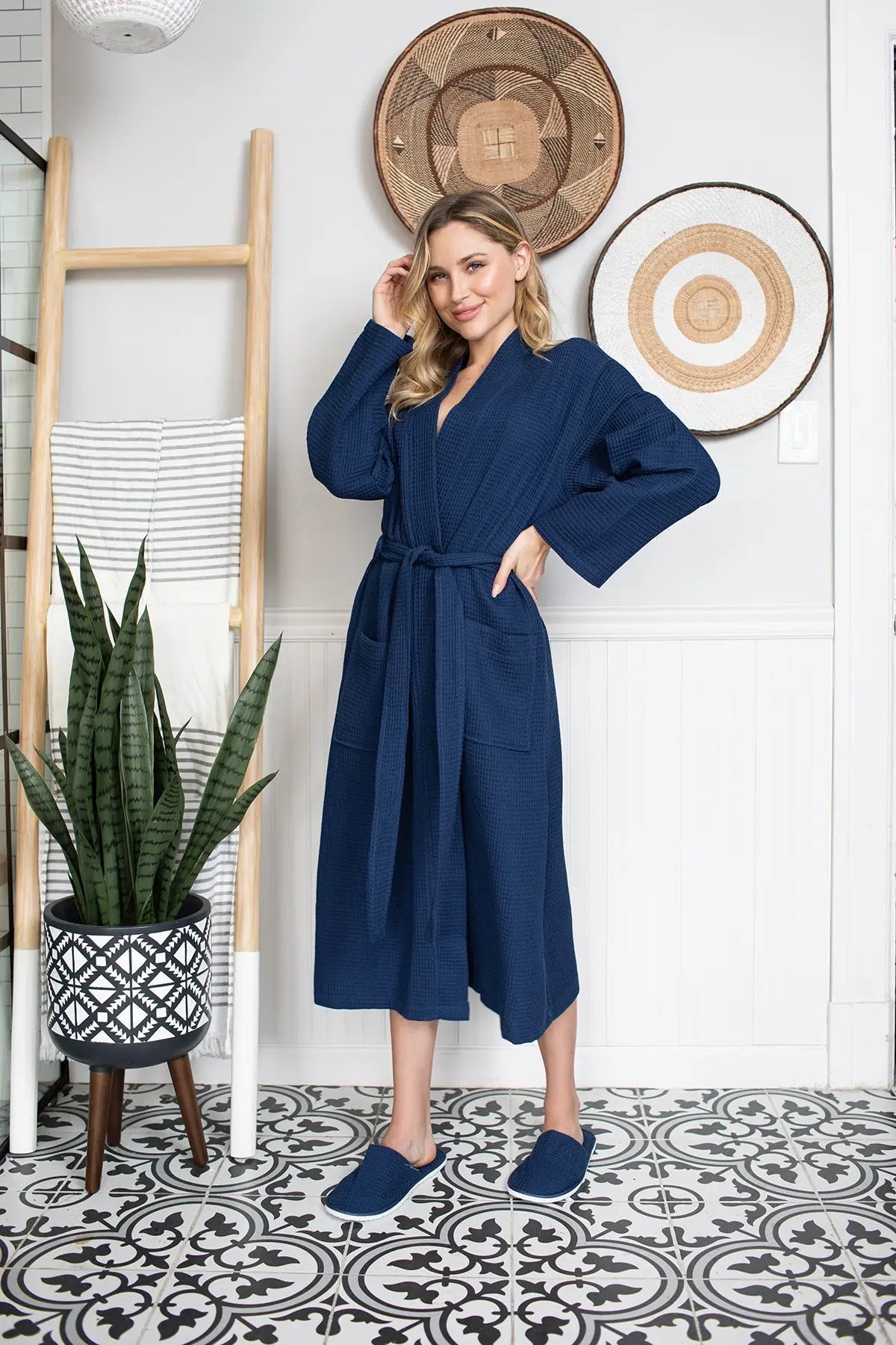 Clement Waffle Robe Womens – Lightweight, Quick-Dry Spa Comfort