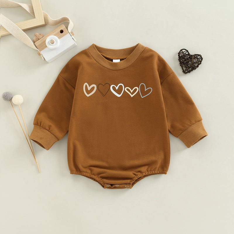 Lucy Children's Love Embroidered One-piece Long Sleeve Romper