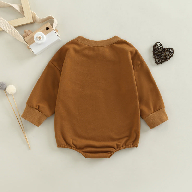 Lucy Children's Love Embroidered One-piece Long Sleeve Romper