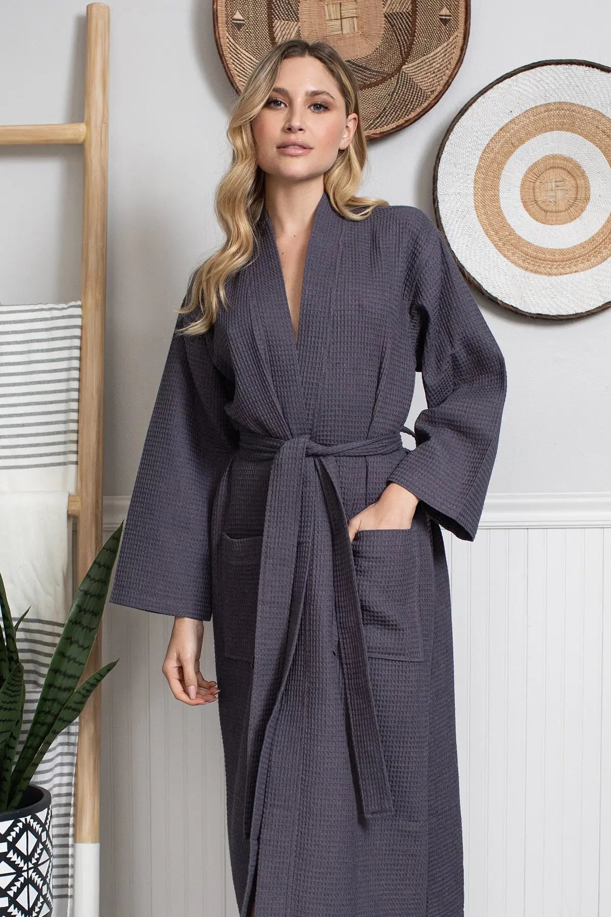 Clement Waffle Robe Womens – Lightweight, Quick-Dry Spa Comfort