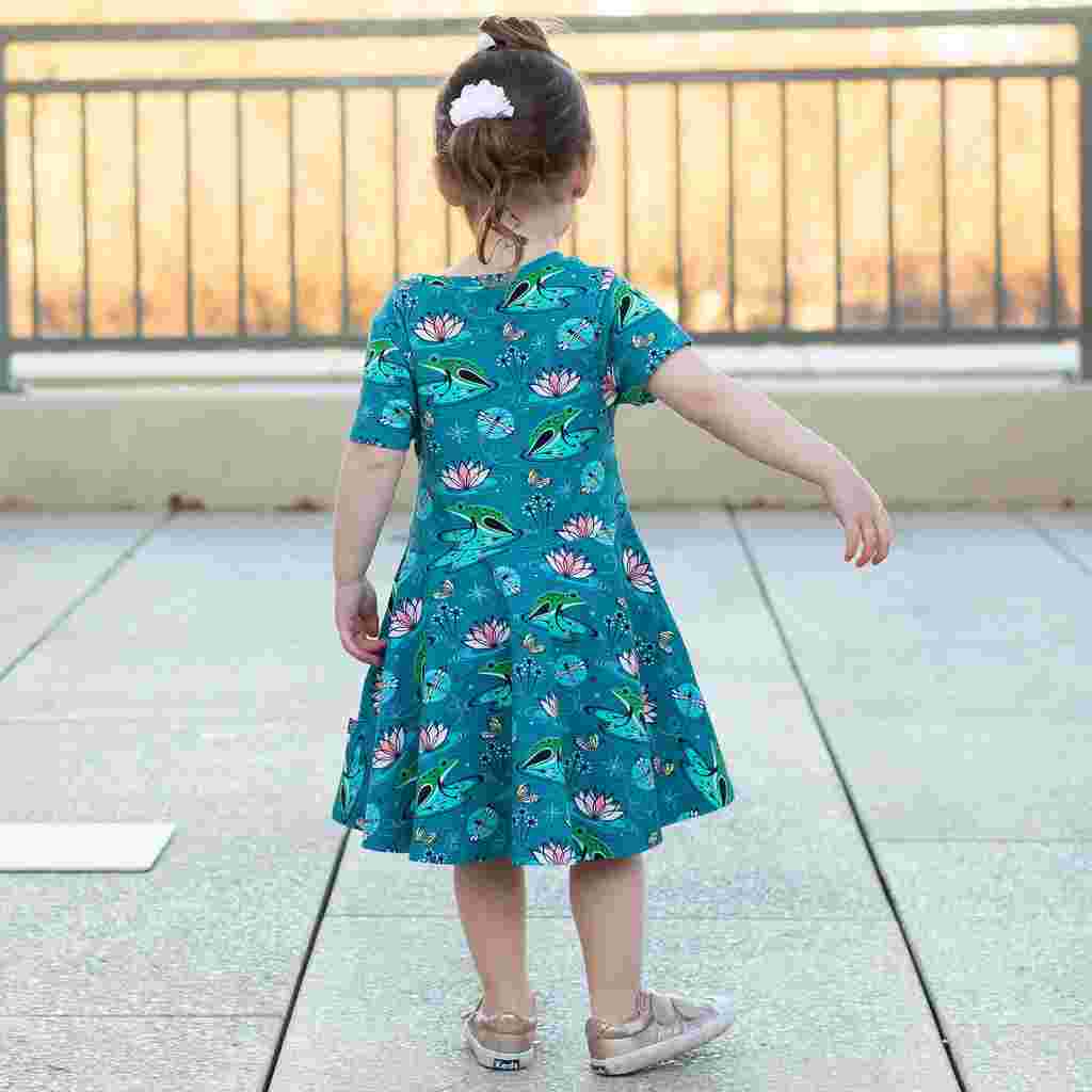 Frogs Twirler Dress with Pockets for Girls