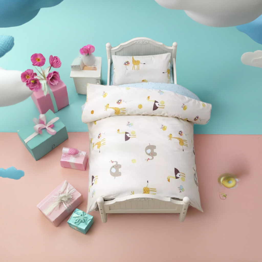 3Pcs Cotton Crib Bed Linen Kit Cartoon Baby Bedding Set