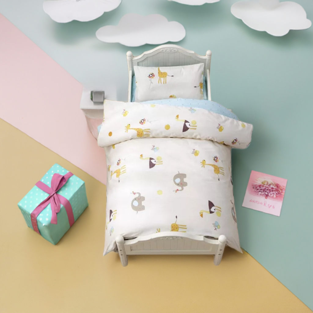 3Pcs Cotton Crib Bed Linen Kit Cartoon Baby Bedding Set