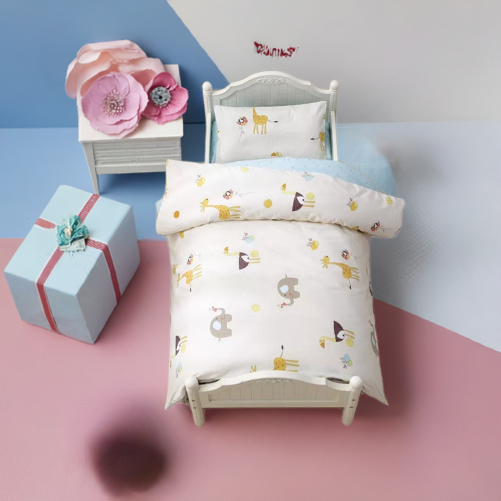 3Pcs Cotton Crib Bed Linen Kit Cartoon Baby Bedding Set