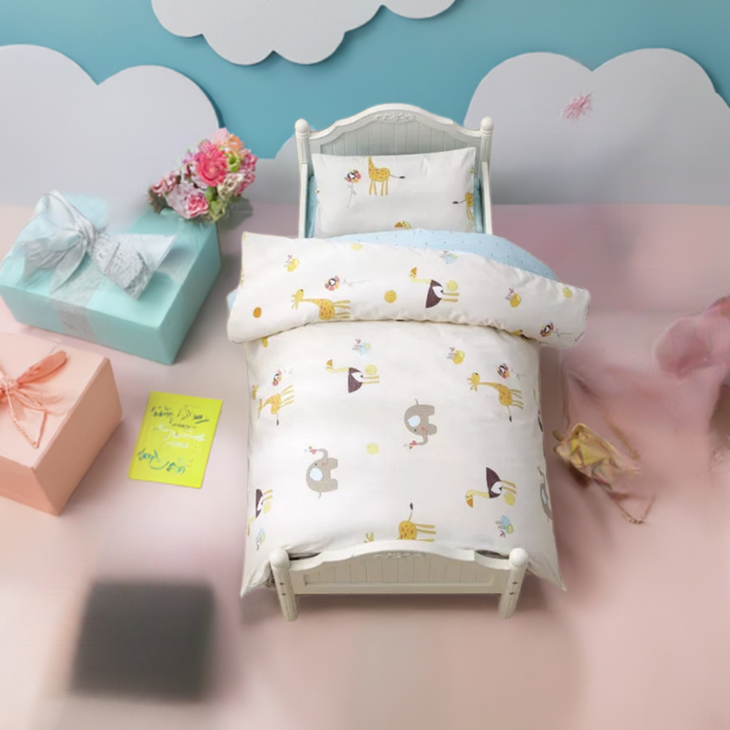 3Pcs Cotton Crib Bed Linen Kit Cartoon Baby Bedding Set