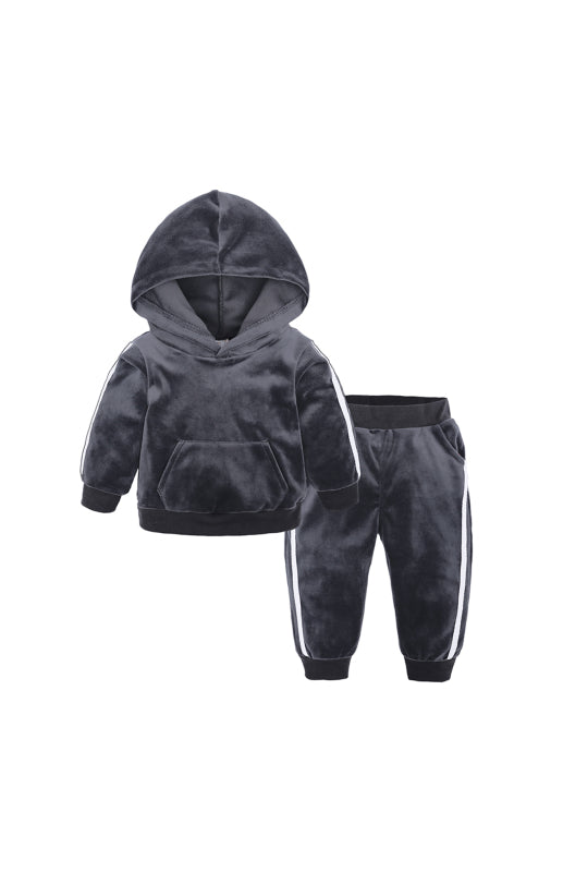 Eloy Hooded Side Strip Gold Velvet Sets
