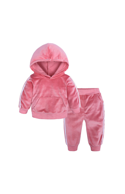 Eloy Hooded Side Strip Gold Velvet Sets