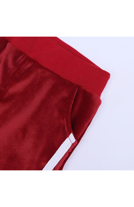 Eloy Hooded Side Strip Gold Velvet Sets