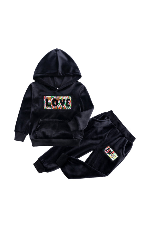 Elleen Spelling Hooded Gold Velvet Sets