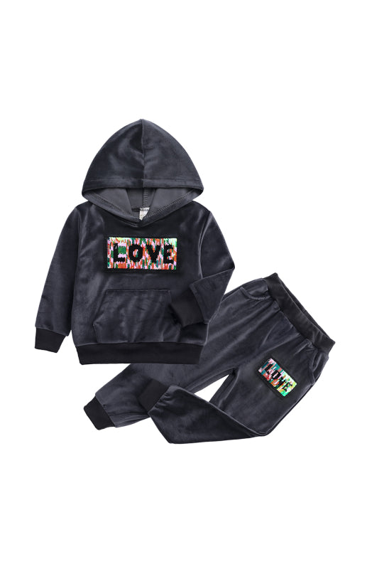 Elleen Spelling Hooded Gold Velvet Sets