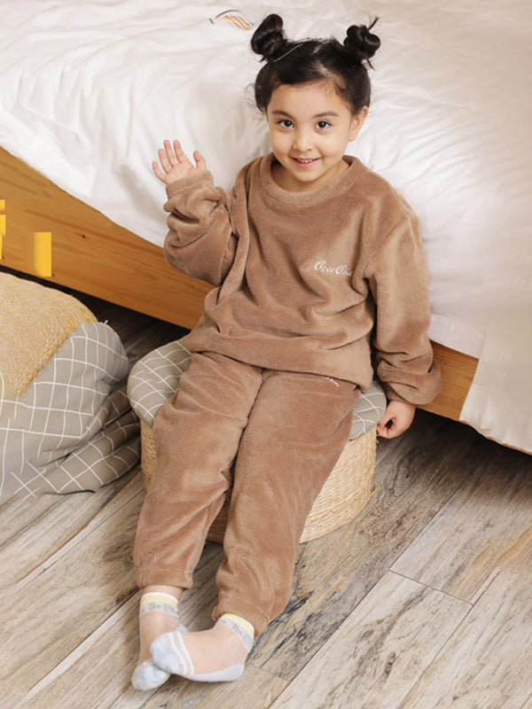 Karla Embroidered Coral Fleece Set