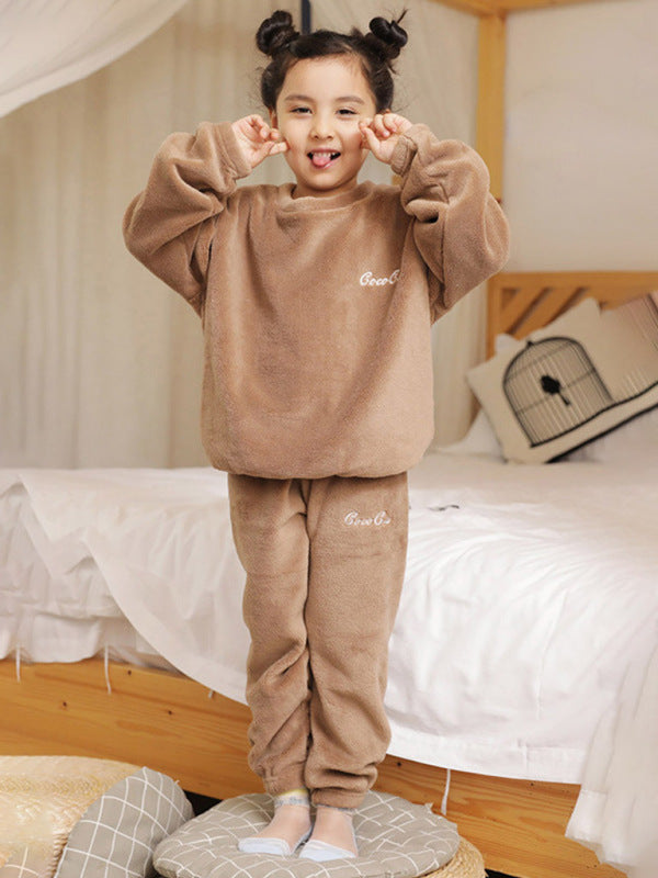 Karla Embroidered Coral Fleece Set
