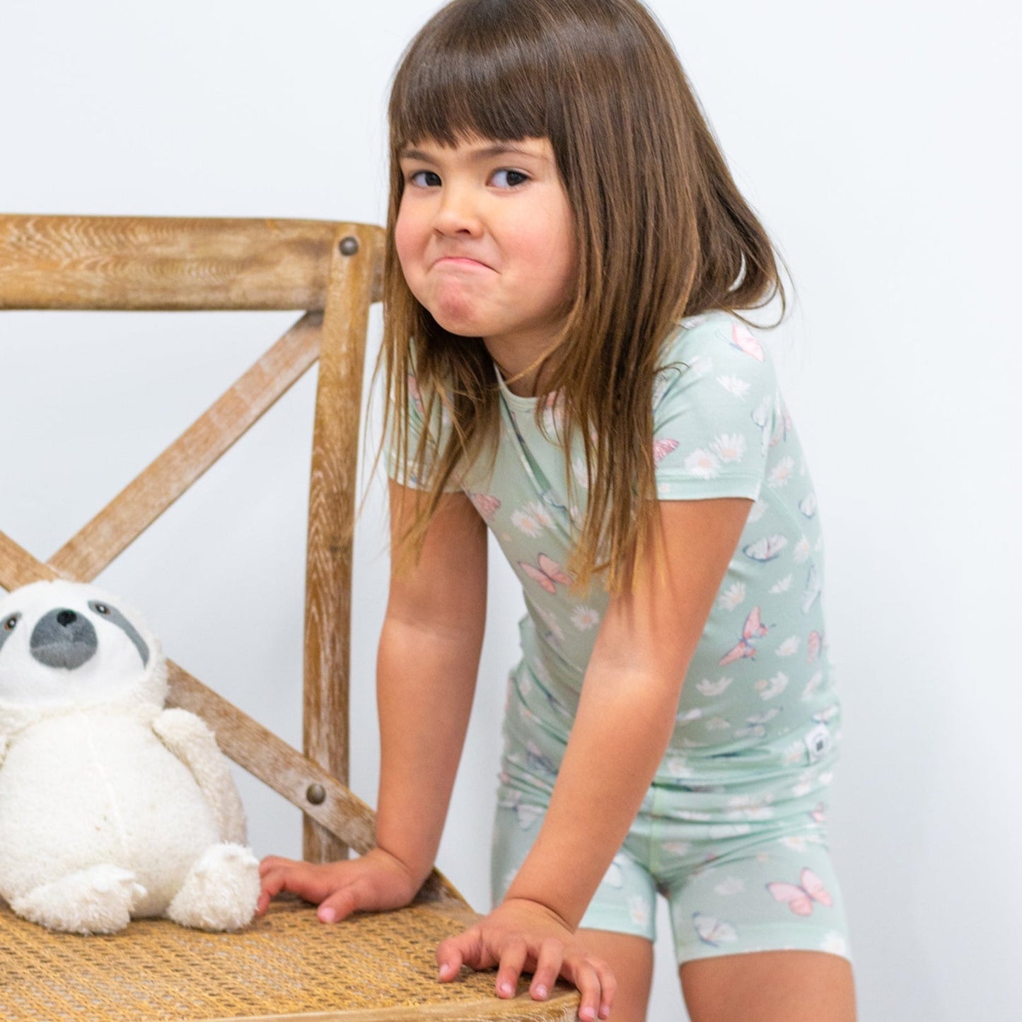 Raulina Mint Butterfly Daisy Bamboo Summer Pajama Set