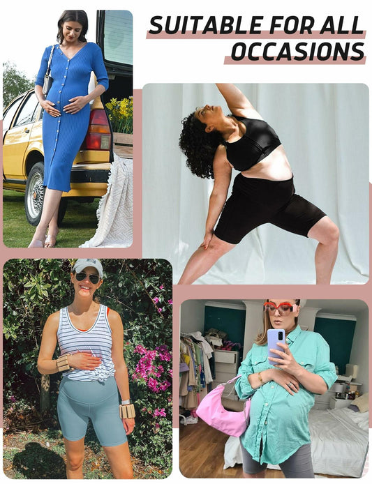 Naila Maternity Shorts with Pockets 8" Cyan Small Soft Over Belly