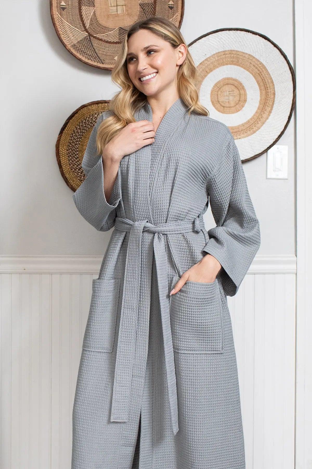 Clement Waffle Robe Womens – Lightweight, Quick-Dry Spa Comfort