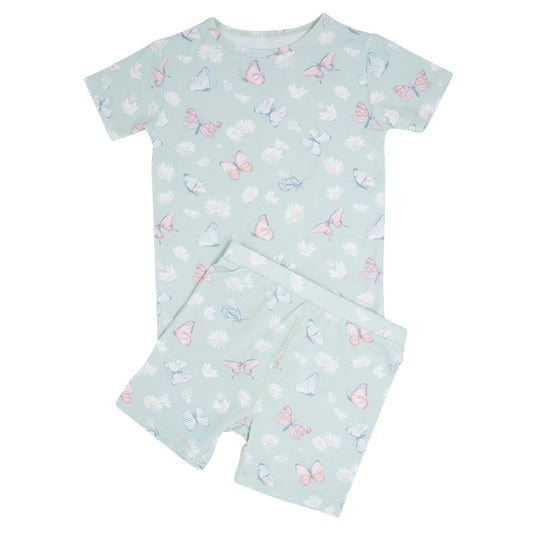 Raulina Mint Butterfly Daisy Bamboo Summer Pajama Set