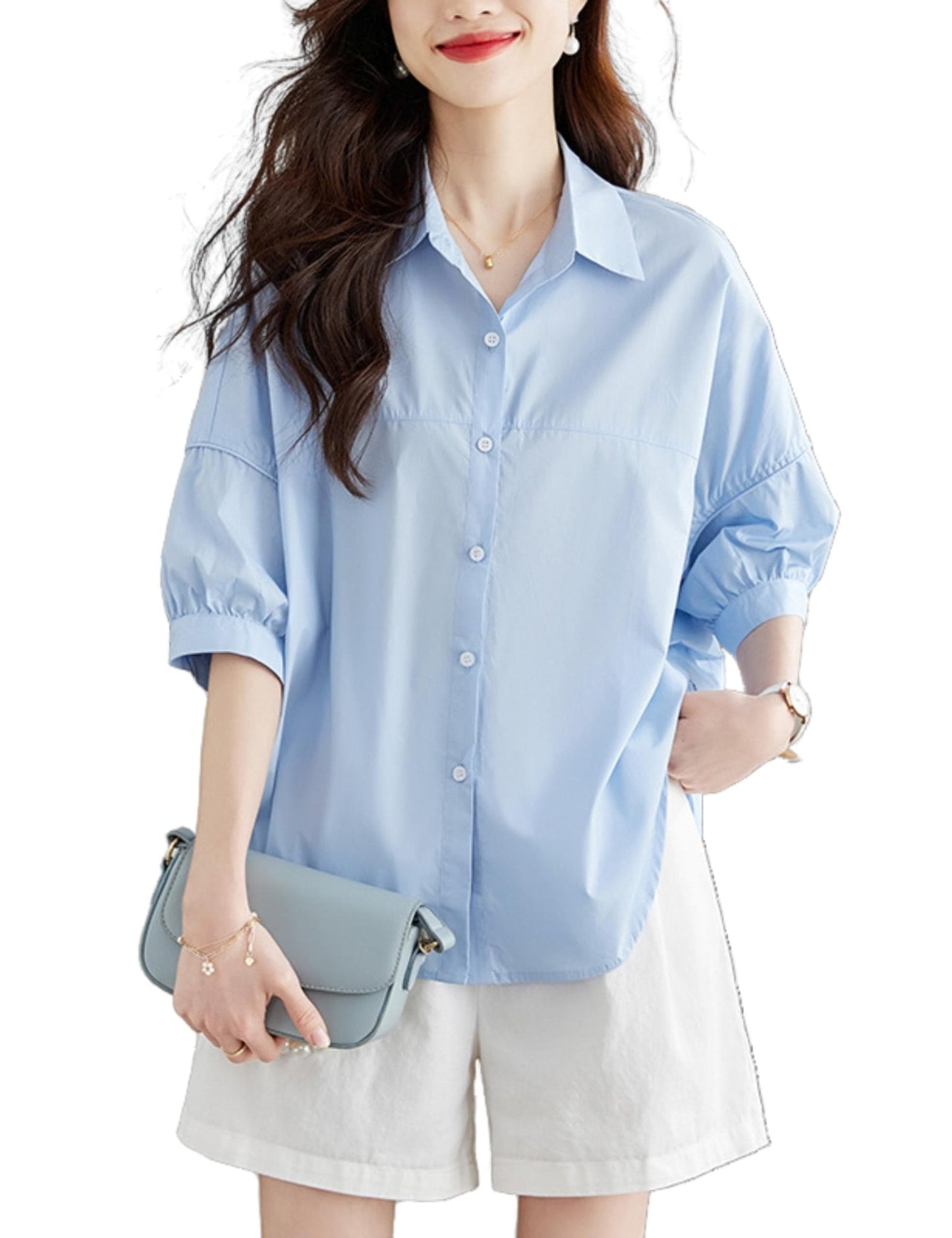 Dilonela Button Down Shirt Casual Collar Loose Tops