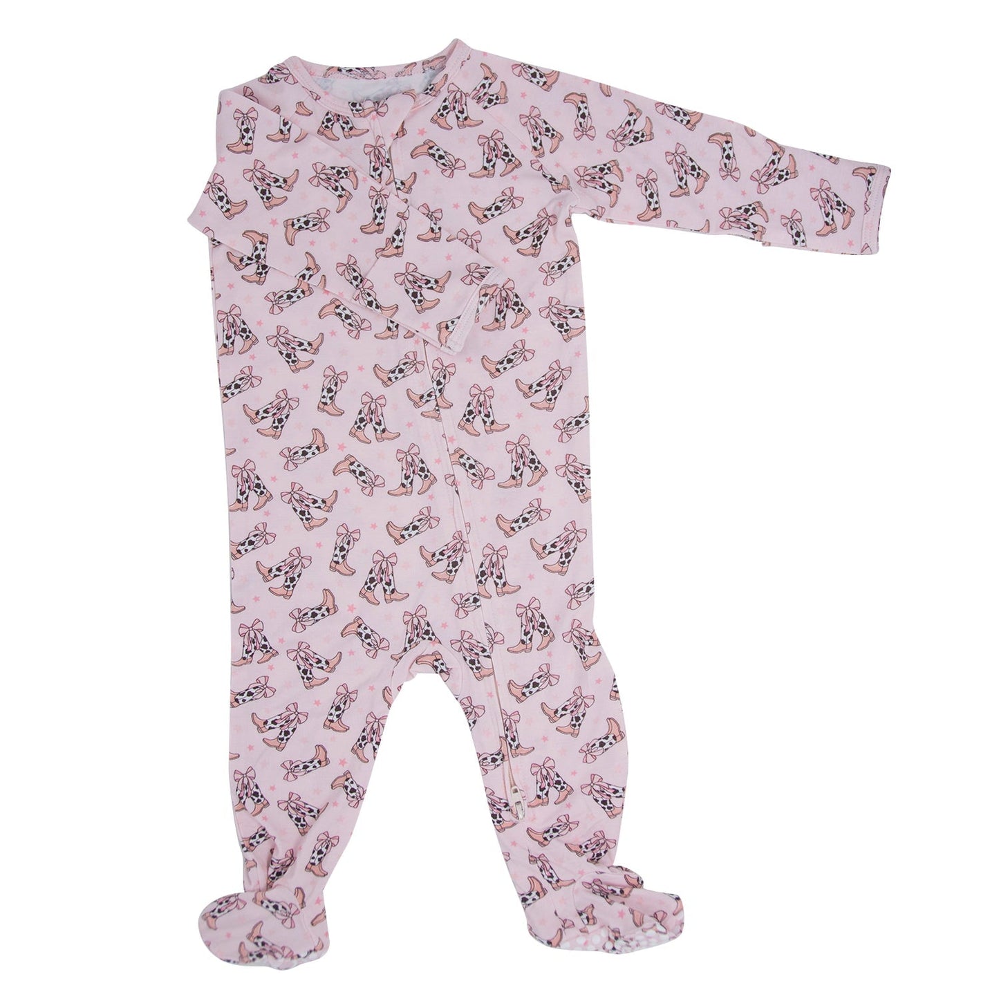 Crismelline Cowhide Boots Bows Zipper Footie