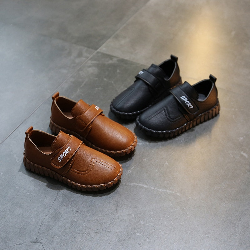 Children Black Leather Boys Single Primary Casual Shoes Baby Shoes Casual - GuGuTon