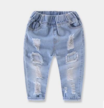 Saul Fashion Brand Big Hole Elastic Waist Solid Denim Baby Boys