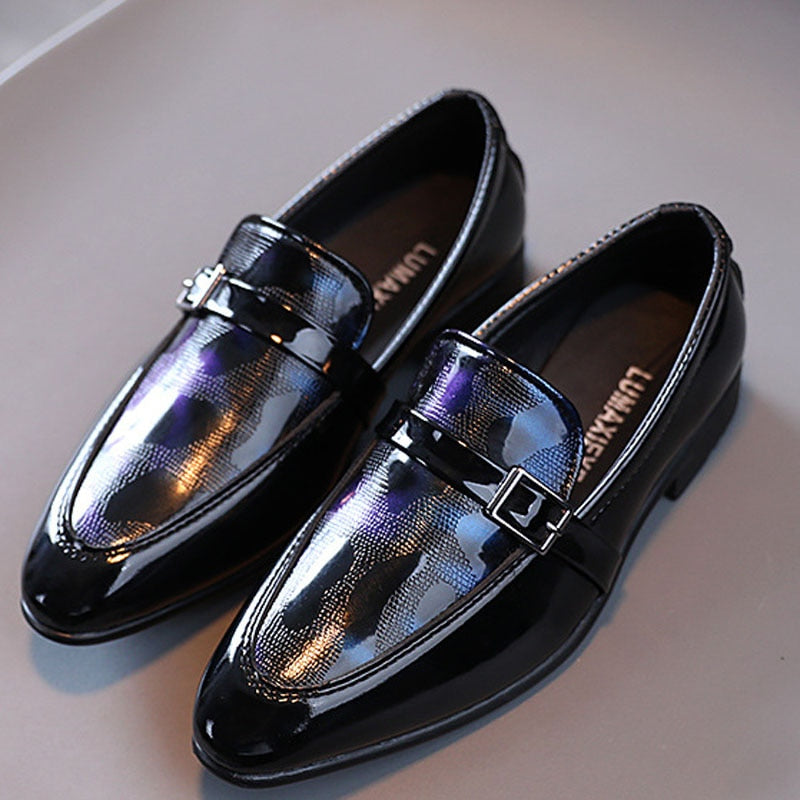Kids Leather Boys Pointed Toe Student Performance Shoes - GuGuTon