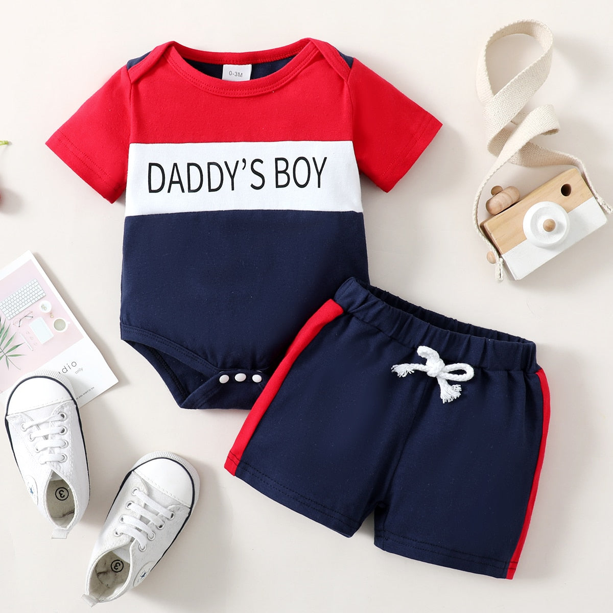 Cameron Boys Letter Sleeve Clothes Set and Summer Suit - GuGuTon