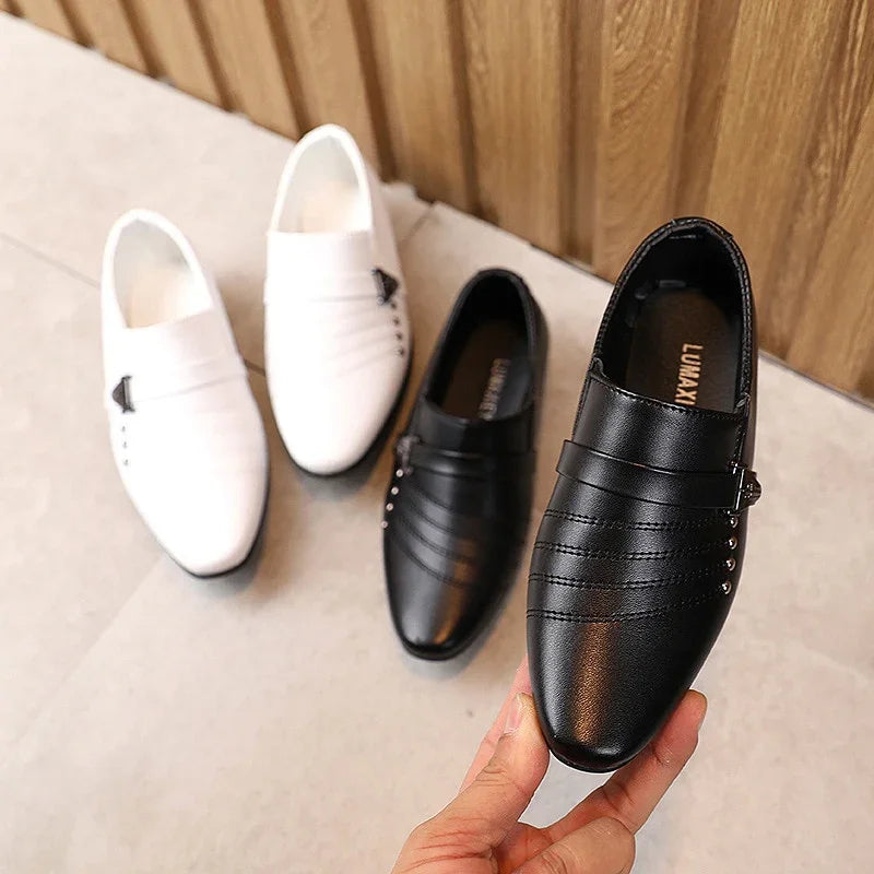 Boys Toddlers Fashion Children Leather Kids Formal Shoes For Wedding Show Stage British Style Pointed Toes-30 21 - GuGuTon