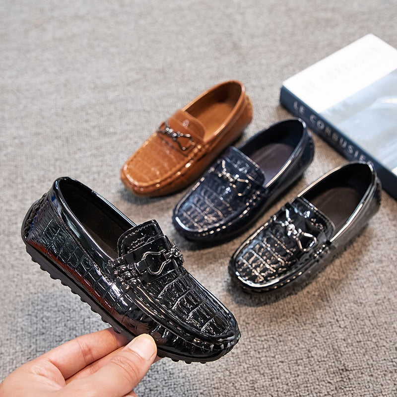 Boys Versatile Wedding Shows Kids Fashion Solid slip Children Moccasin Shoes - GuGuTon